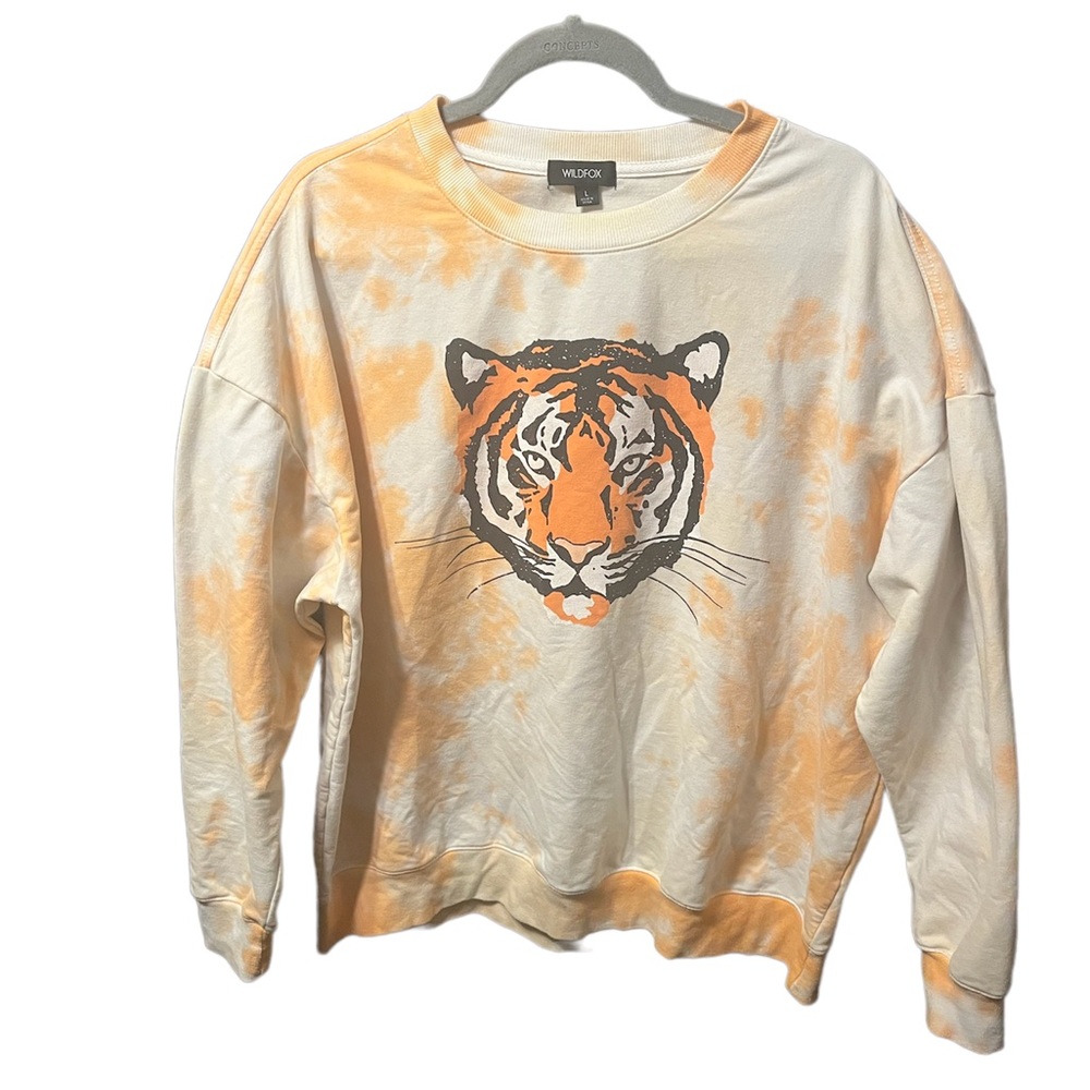 Wildfox sz. L, Le Tigre road trip sweatshirt VGUC. Tiger print tiedye oversized.